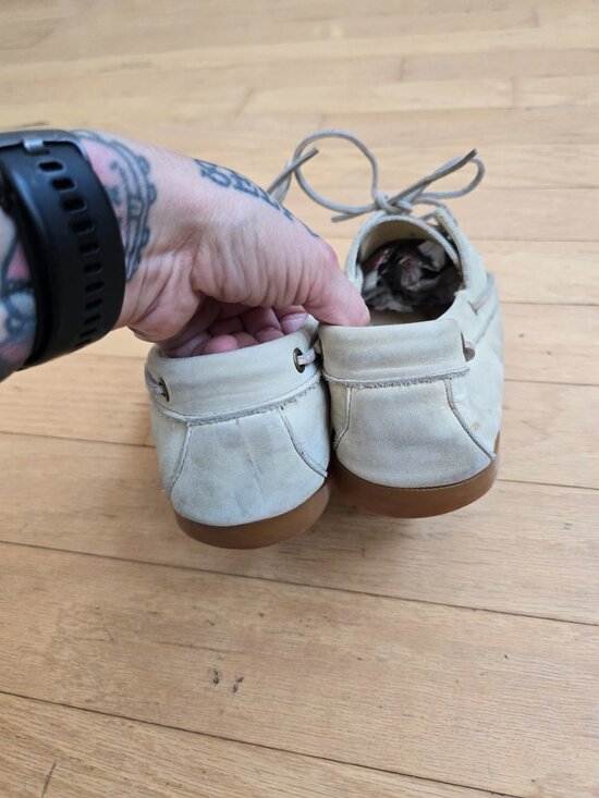 vintage 90\'s | L.L. Bean cream leather Vibram sole boat loafers | MENS 8.5 main image 6